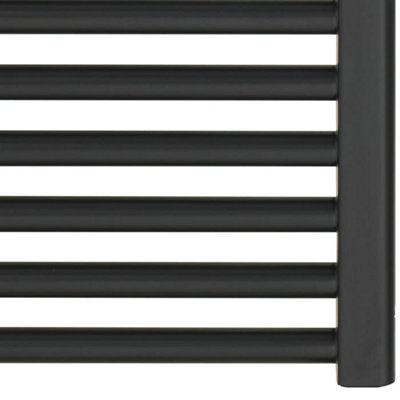 Bray Heated Towel Rail For Central Heating, Straight, Black - W500 x H1500 mm