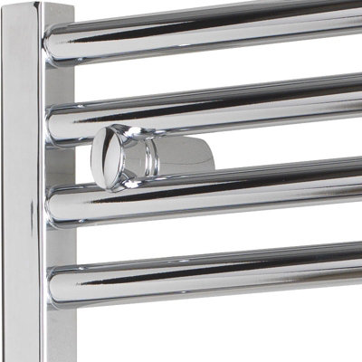 Bray Heated Towel Rail For Central Heating, Straight, Chrome - W400 x H800 mm