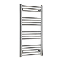 Bray Heated Towel Rail For Central Heating, Straight, Chrome - W500 x H1000 mm