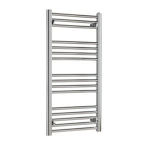 Bray Heated Towel Rail For Central Heating, Straight, Chrome - W500 x H1000 mm