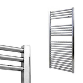 Bray Heated Towel Rail For Central Heating, Straight, Chrome - W500 x H1200 mm