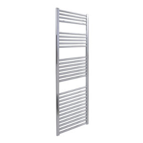 Bray Heated Towel Rail For Central Heating, Straight, Chrome - W500 x H1400 mm