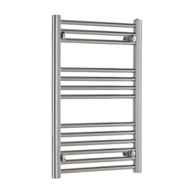 Bray Heated Towel Rail For Central Heating, Straight, Chrome - W500 x H800 mm