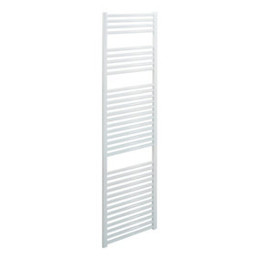 Bray Heated Towel Rail For Central Heating, Straight, White - W400 x H1800 mm
