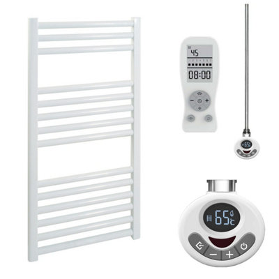 Bray Heated Towel Rail For Central Heating, Straight, White - W400 x H800 mm