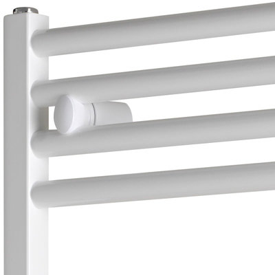 Bray Heated Towel Rail For Central Heating, Straight, White - W400 x H800 mm