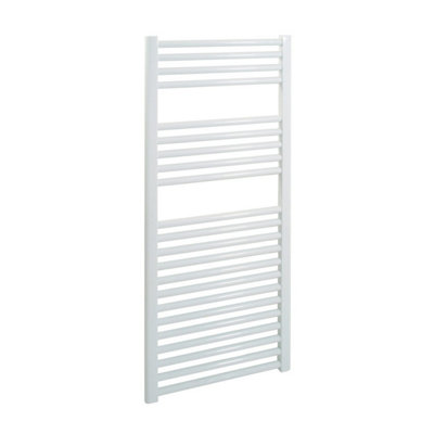 Bray Heated Towel Rail For Central Heating, Straight, White - W500 x H1000 mm