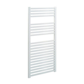 Bray Heated Towel Rail For Central Heating, Straight, White - W500 x H1200 mm