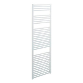 Bray Heated Towel Rail For Central Heating, Straight, White - W500 x H1500 mm