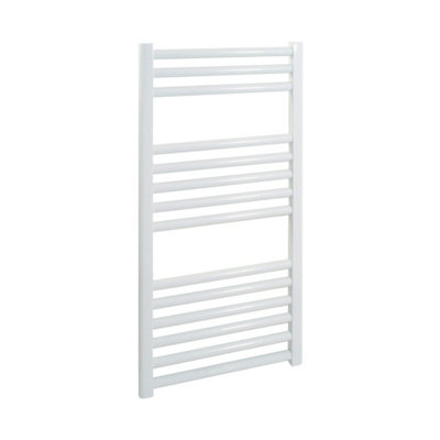 Bray Heated Towel Rail For Central Heating, Straight, White - W500 x H800 mm