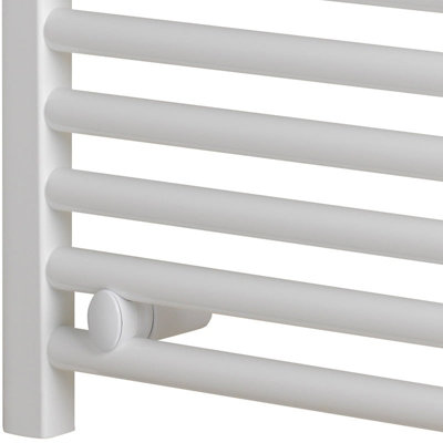 Bray Heated Towel Rail For Central Heating, Straight, White - W500 x H800 mm