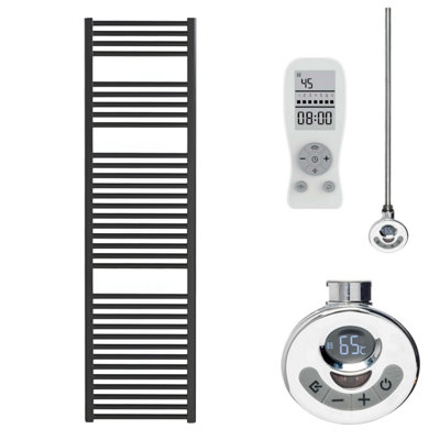 Bray Thermostatic Electric Heated Towel Rail With Timer, Black - W500 x H1500 mm Price Comparisons | Compare The Build