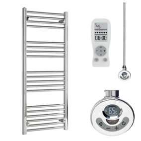 Bray Thermostatic Electric Heated Towel Rail With Timer, Straight, Chrome - W500 x H1200 mm