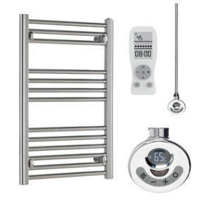 Bray Thermostatic Electric Heated Towel Rail With Timer, Straight, Chrome - W500 x H800 mm