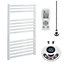 Bray Thermostatic Electric Heated Towel Rail With Timer, Straight, White - W300 x H800 mm