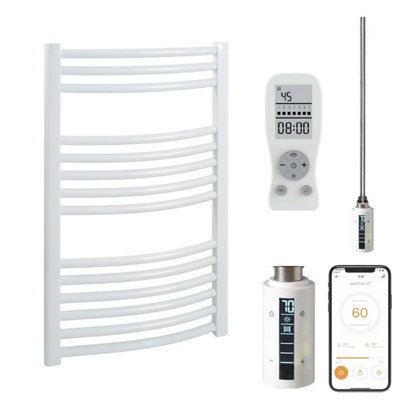 Bray WiFi Electric Heated Towel Rail With Thermostat, Timer, Curved ...