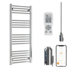 Bray WiFi Electric Heated Towel Rail With Thermostat, Timer, Straight, Chrome - W500 x H1200 mm