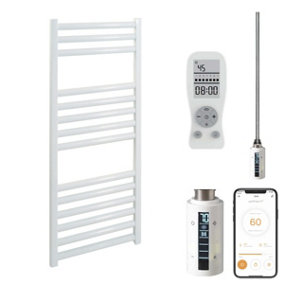 Bray WiFi Electric Heated Towel Rail With Thermostat, Timer, Straight, White - W300 x H800 mm