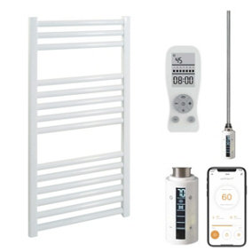 Bray WiFi Electric Heated Towel Rail With Thermostat, Timer, Straight, White - W400 x H800 mm