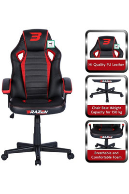 BraZen 18126 Salute Red & Black PC Gaming Chair