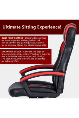 BraZen 18126 Salute Red & Black PC Gaming Chair