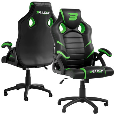 BraZen Puma PC Gaming Chair Green DIY at B Q