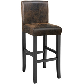 Breakfast bar stool made of artificial leather - antique brown