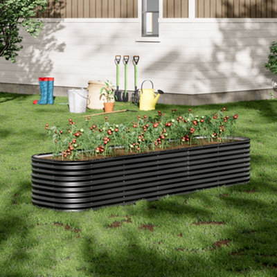 breeins-320cm-w-anthracite-oval-metal-raised-bed-galvanized-raised