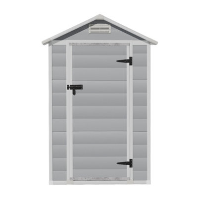 Breeins 4x3ft Waterproof Apex Roof Outdoor Plastic Shed Garden Shed Tool Storage House Grey