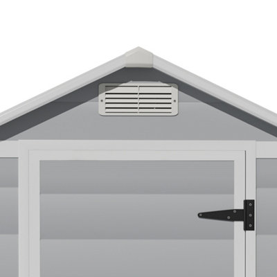 Breeins 4x3ft Waterproof Apex Roof Outdoor Plastic Shed Garden Shed Tool Storage House Grey