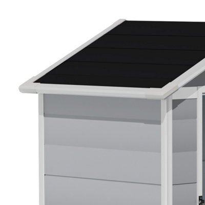 Breeins 4x3ft Waterproof Apex Roof Outdoor Plastic Shed Garden Shed Tool Storage House Grey