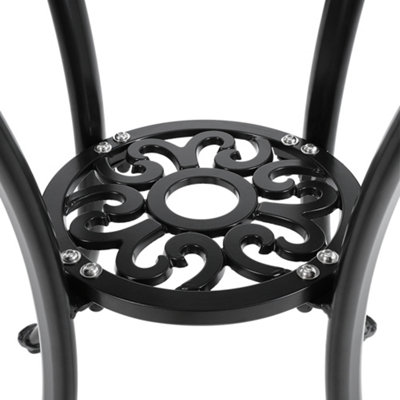Breeins 60cm Dia Round Outdoor Patio Dining Table with Umbrella Hole for Outdoor Dining and Garden, Black