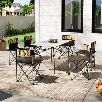 Breeins 7-Piece Foldable Outdoor Garden Bistro Set Dining Room Set ...