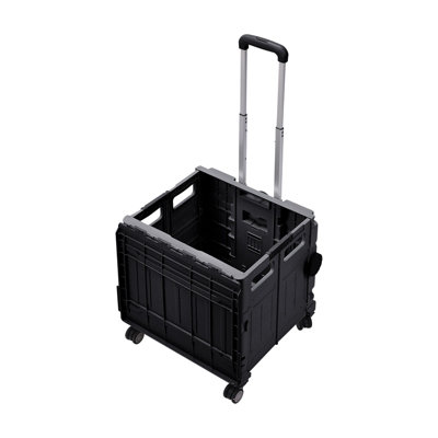 Breeins 75L Slatted Black Plastic Foldable 4-Wheeled Rolling Storage Box