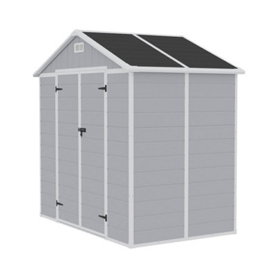 Breeins 8x4ft Garden Shed Durable Plastic Shed Apex Roof Furniture Storage Tool Shed with Lockable Door