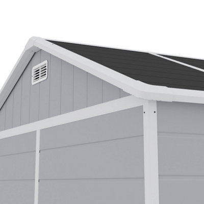 Breeins 8x4ft Garden Shed Durable Plastic Shed Apex Roof Furniture Storage Tool Shed with Lockable Door
