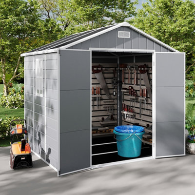 Breeins 8x6ft Garden Durable Plastic Shed Apex Roof Furniture