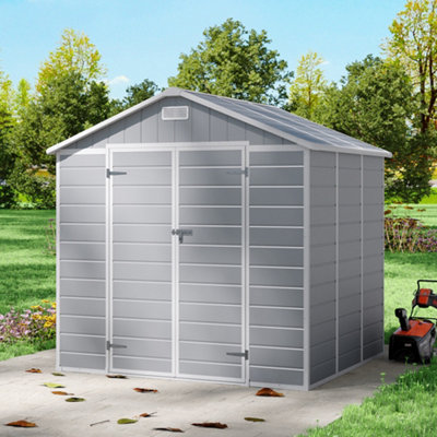 Breeins 8x6ft Garden Durable Plastic Shed Apex Roof Furniture