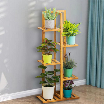 Breeins Five-layer Bamboo Indoor and Outdoor Decorative Flower Pot rack ...