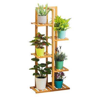 Breeins Five-layer Bamboo Indoor and Outdoor Decorative Flower Pot rack ...