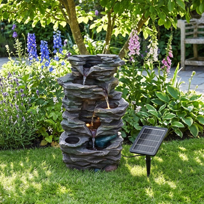 Breeins Rock Solar Powered Water Feature Outdoor Gardening Decor ...