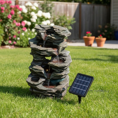 Breeins Rock Solar Powered Water Feature Outdoor Gardening Decor ...