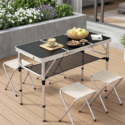 Breeins Tri-fold Height Adjustable Camping Table with Carrying Handle ...