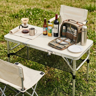 Breeins Tri-fold Height Adjustable Camping Table with Carrying Handle ...