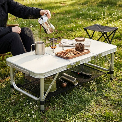 Breeins Tri-fold Height Adjustable Camping Table with Carrying Handle ...