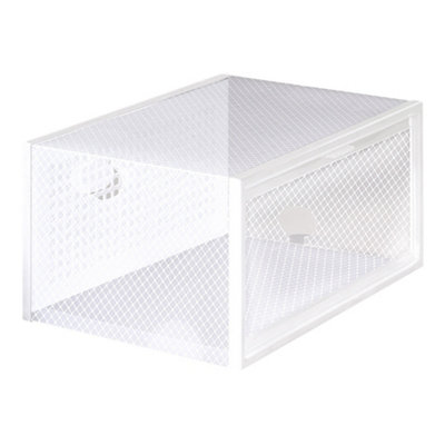 Breeins White 12pcs Stackable Foldable Crystal Plastic Transparent Shoe ...