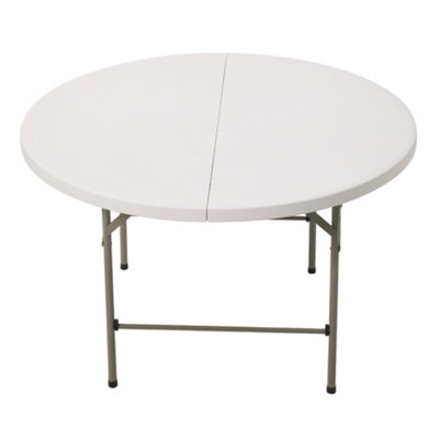 Breeins White Round Folding Portable Dining Table with Handle