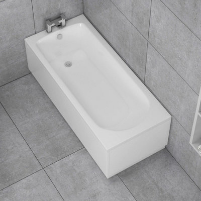 Breeze 1600 x 700mm Acrylic Single Ended Round Edged Gloss White Straight Bathtub