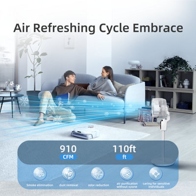 Breeze Motion Oscillating Standing Fan Remote Control 3 Speed Modes ...