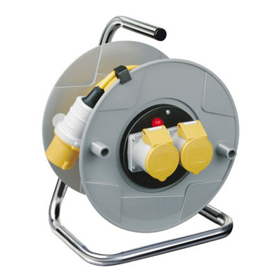 Brennenstuhl 110V Cable Reel CEE Sockets - 25 Metre Cable Length - Heavy Duty 1.5mm Thick Cable - 1098743